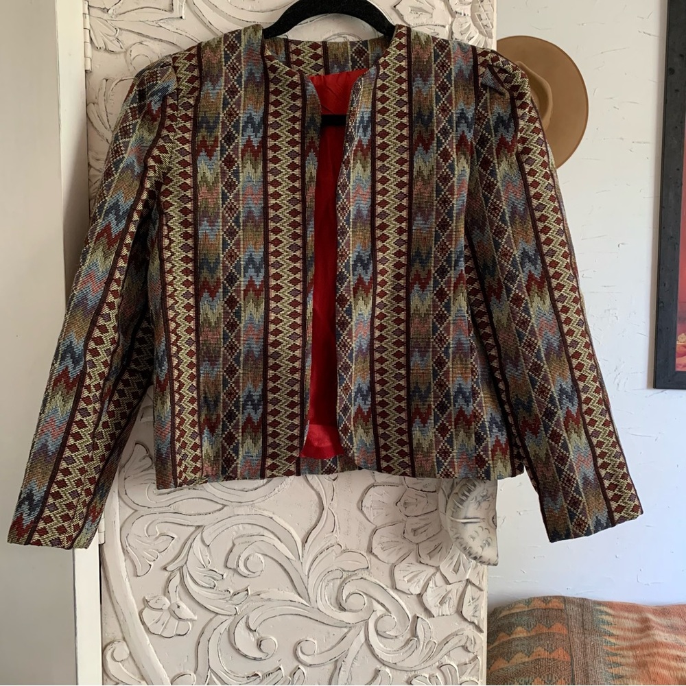 Vintage cropped tapestry jacket